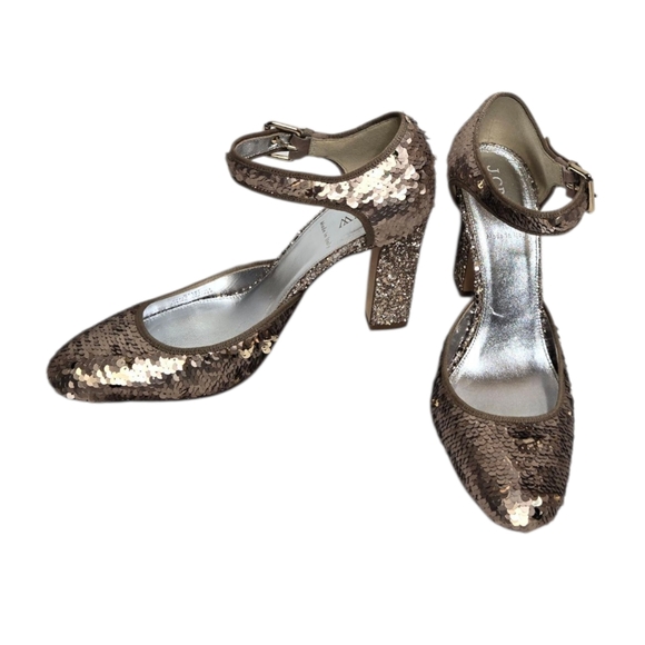 J CREW Collection gold sequin sparkle‎ mary jane block heel shoes 8 - Picture 4 of 10